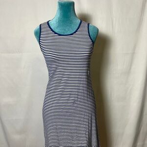 Ana Clare Nautical Coastal Preppy Womens Striped Tank Dress Navy White